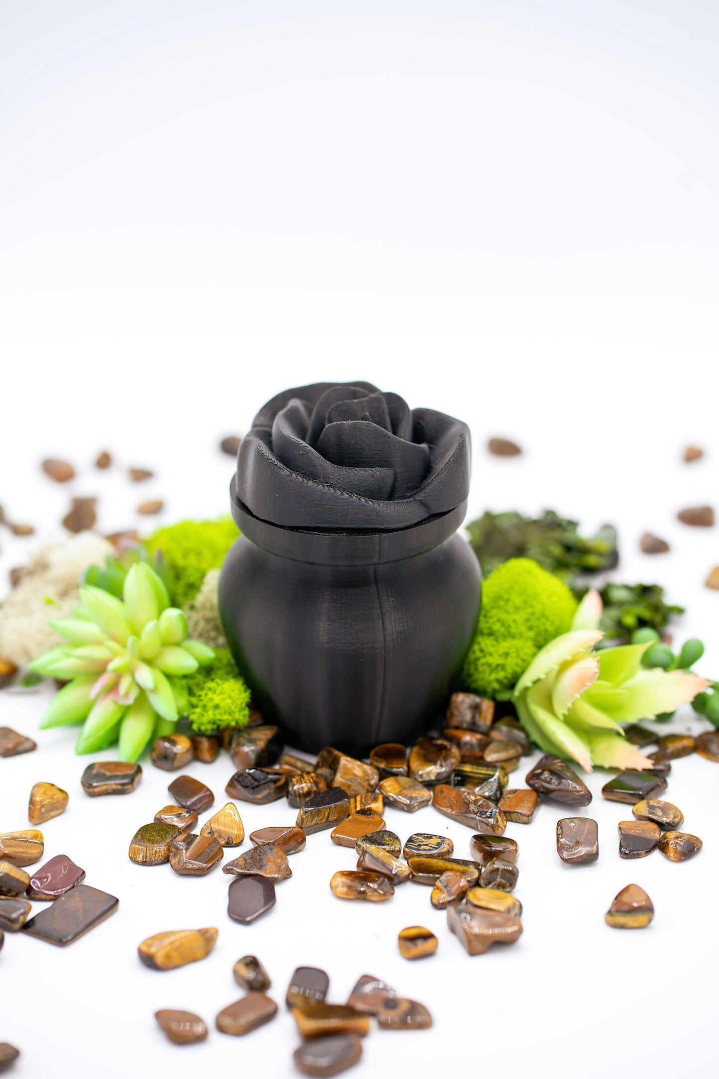 Black Biodegradable Urn with Rose Lid