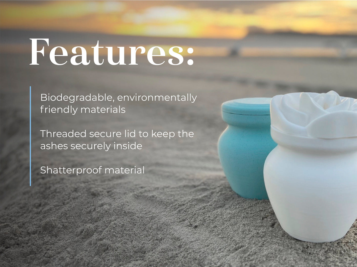 White Bio Urn with Rose Lid