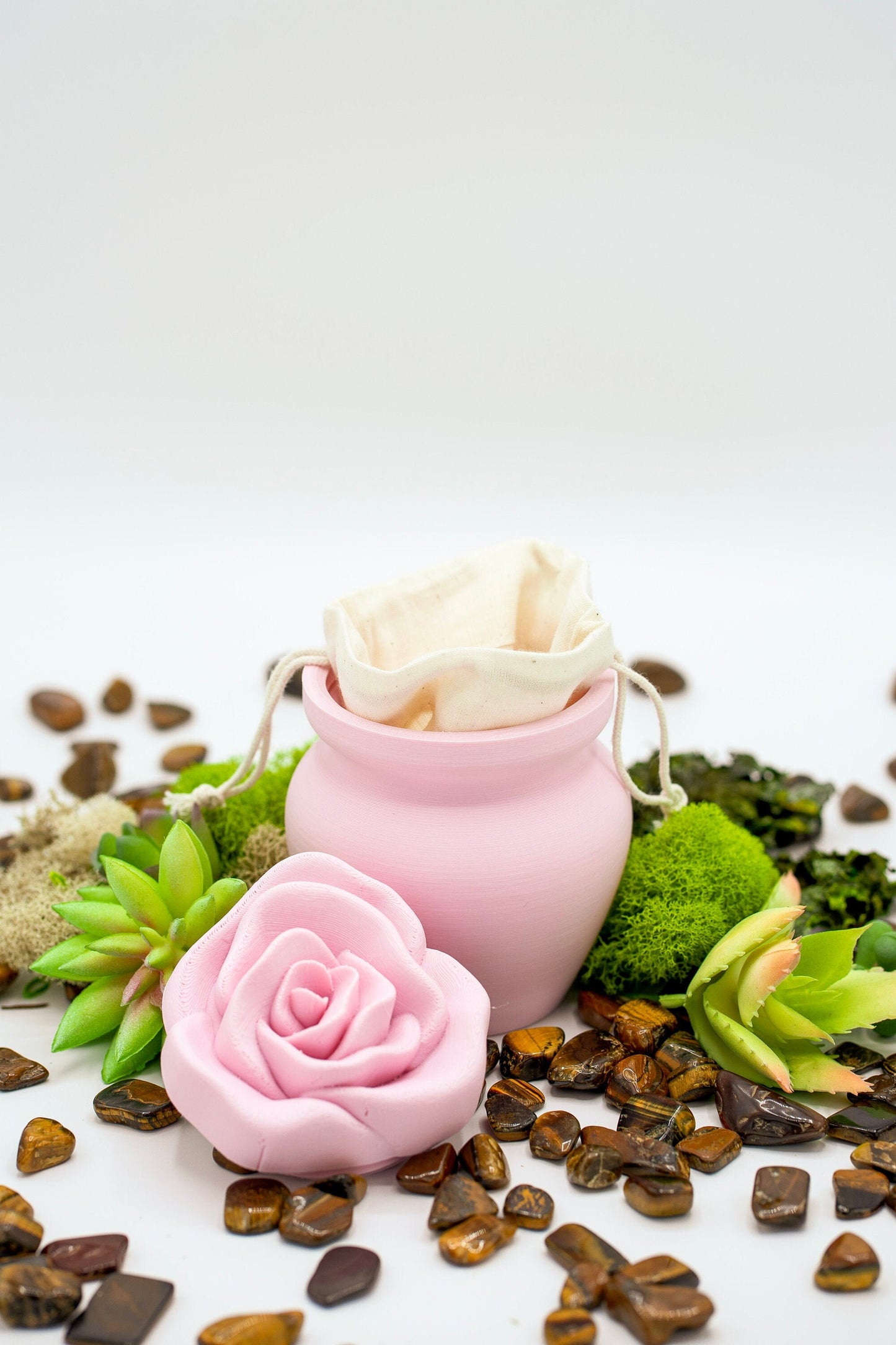 Blush Pink Biodegradable Urn with Rose Lid
