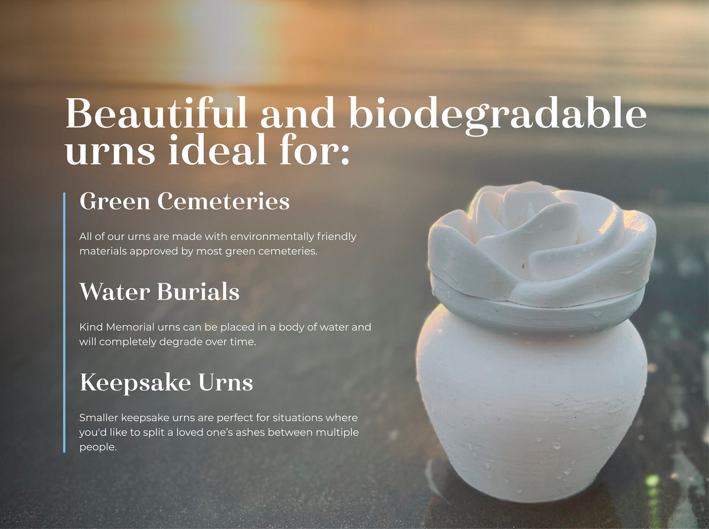 Black Biodegradable Urn with Rose Lid