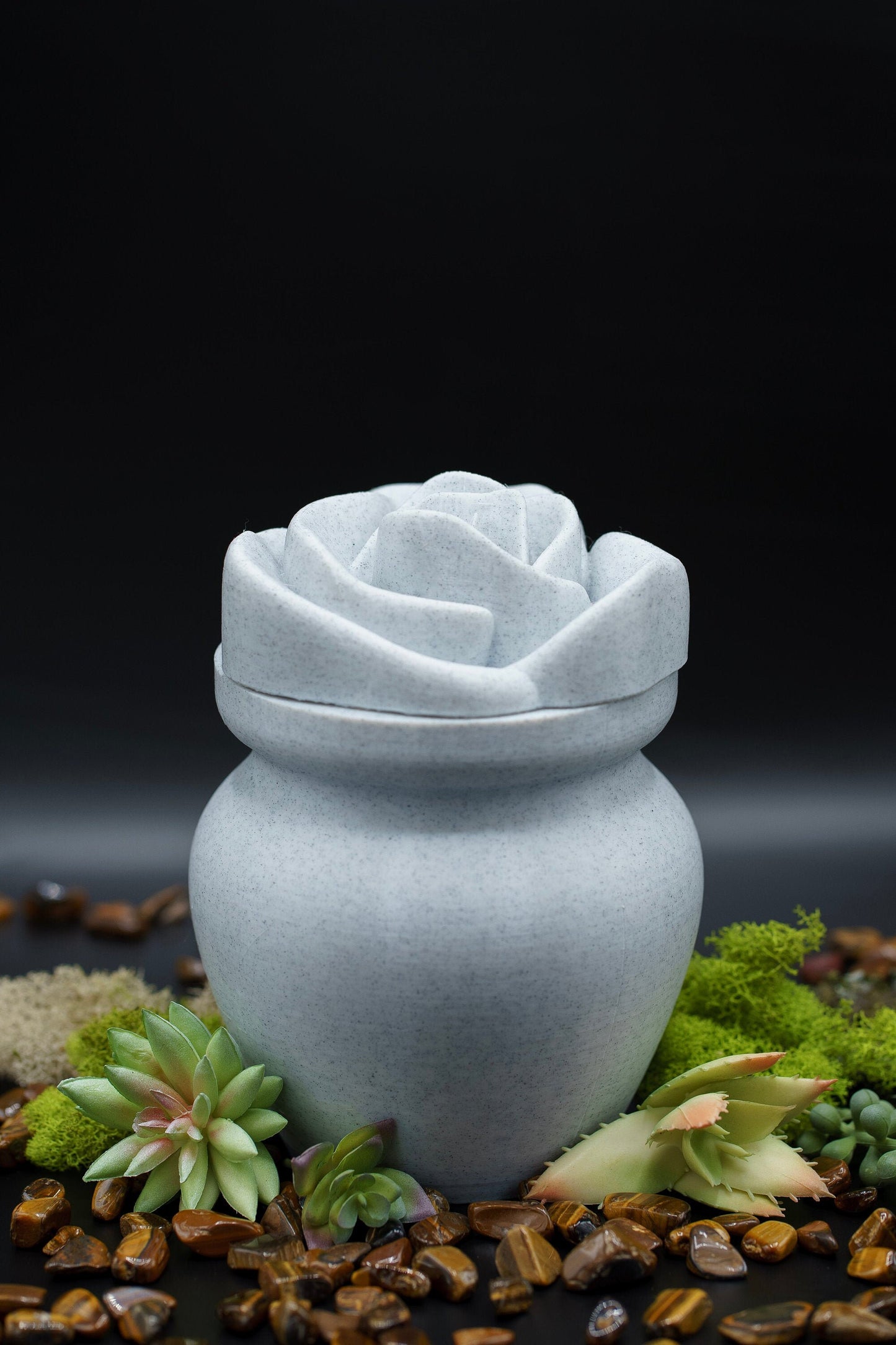 Marble Biodegradable Urn with Rose Lid