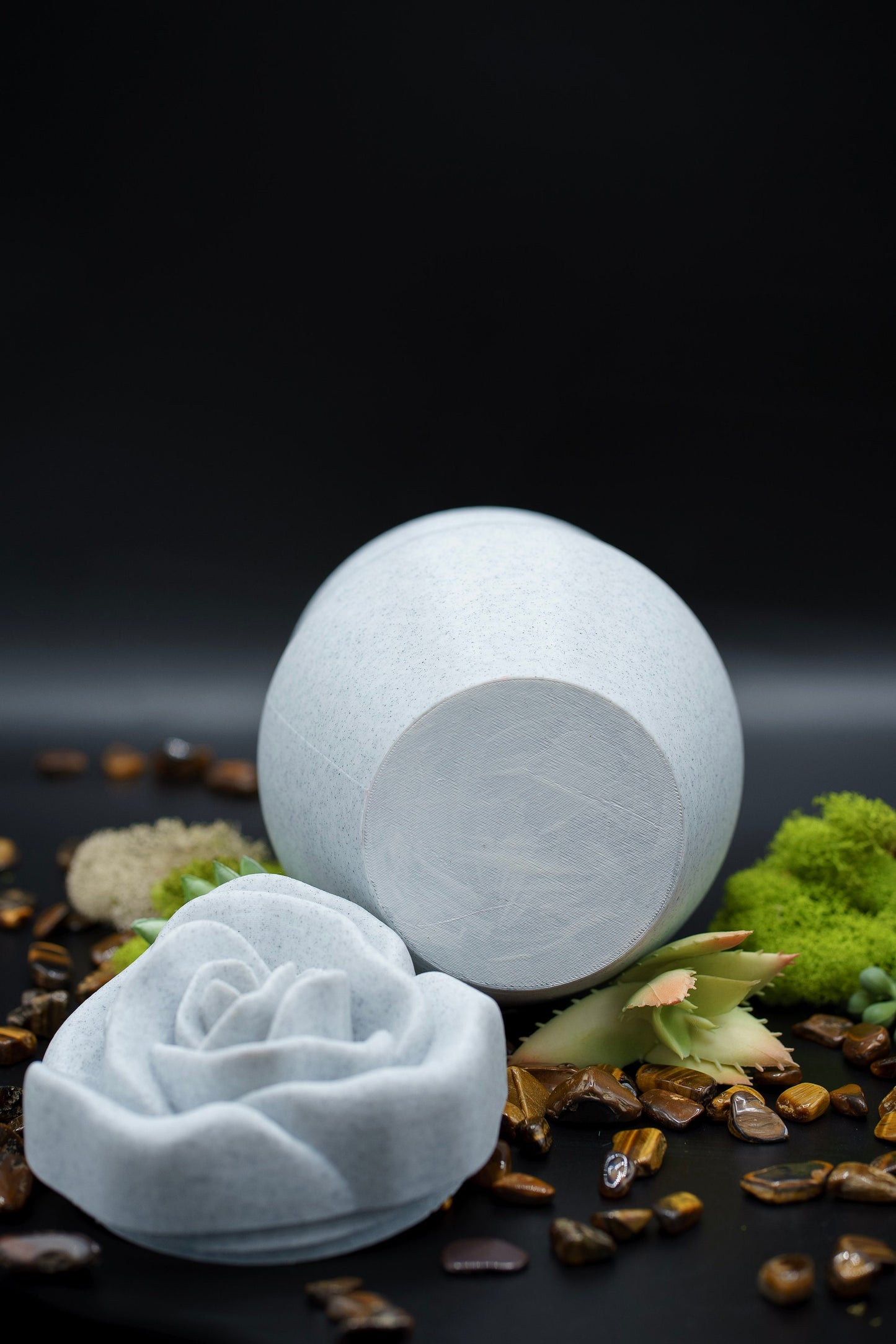 Marble Biodegradable Urn with Rose Lid