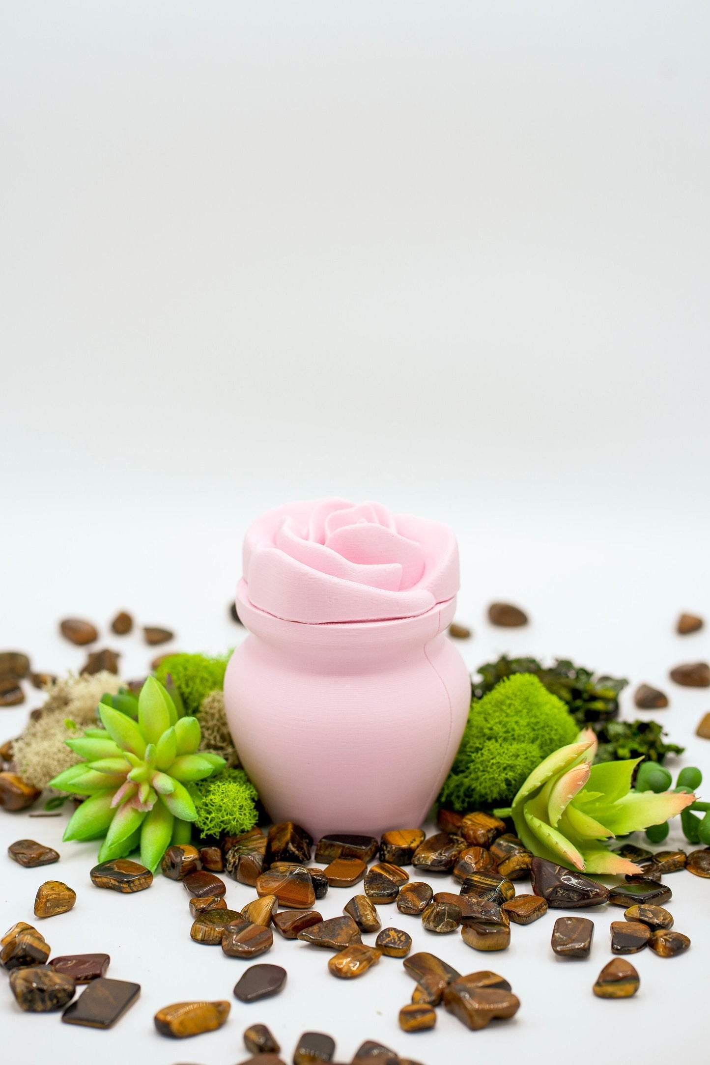 Blush Pink Biodegradable Urn with Rose Lid