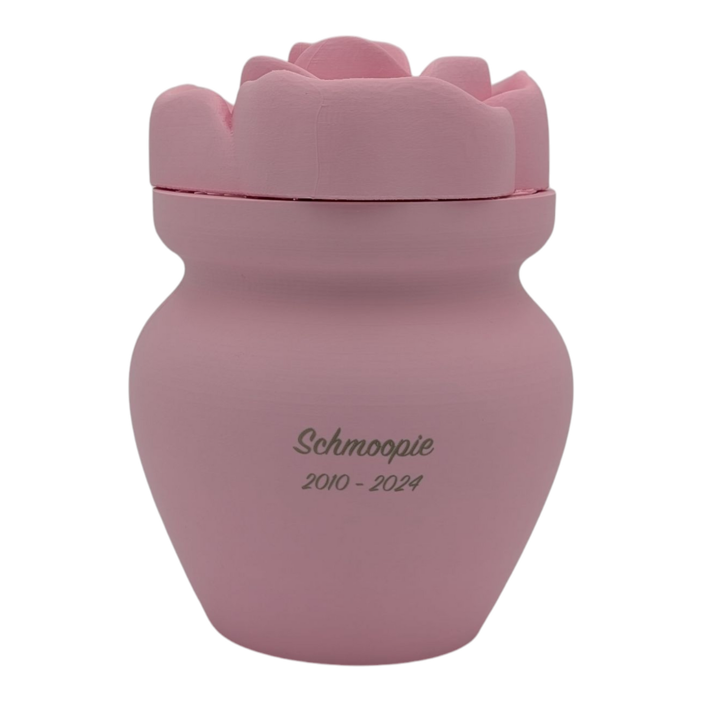 Blush Pink Biodegradable Urn with Rose Lid