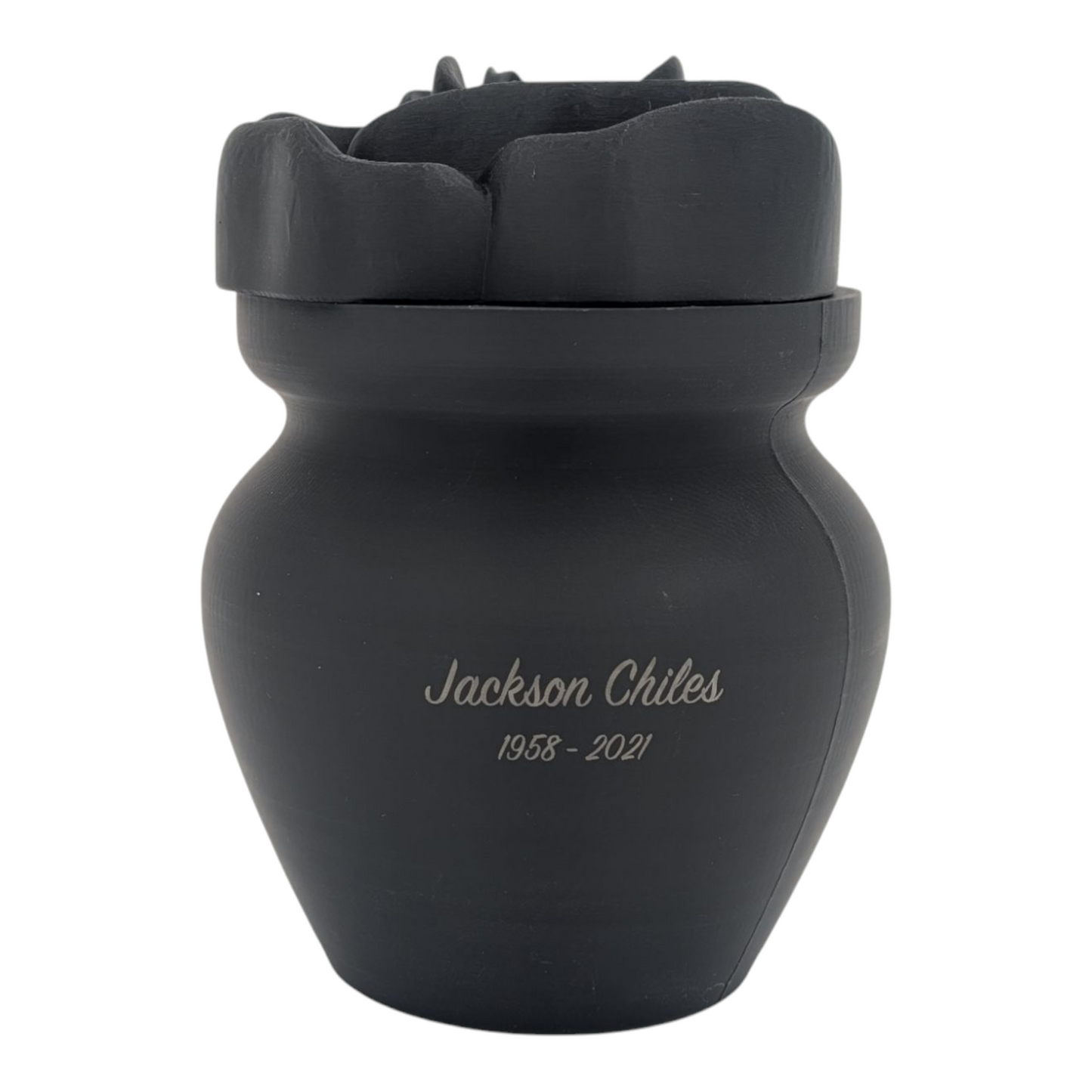Black Biodegradable Urn with Rose Lid
