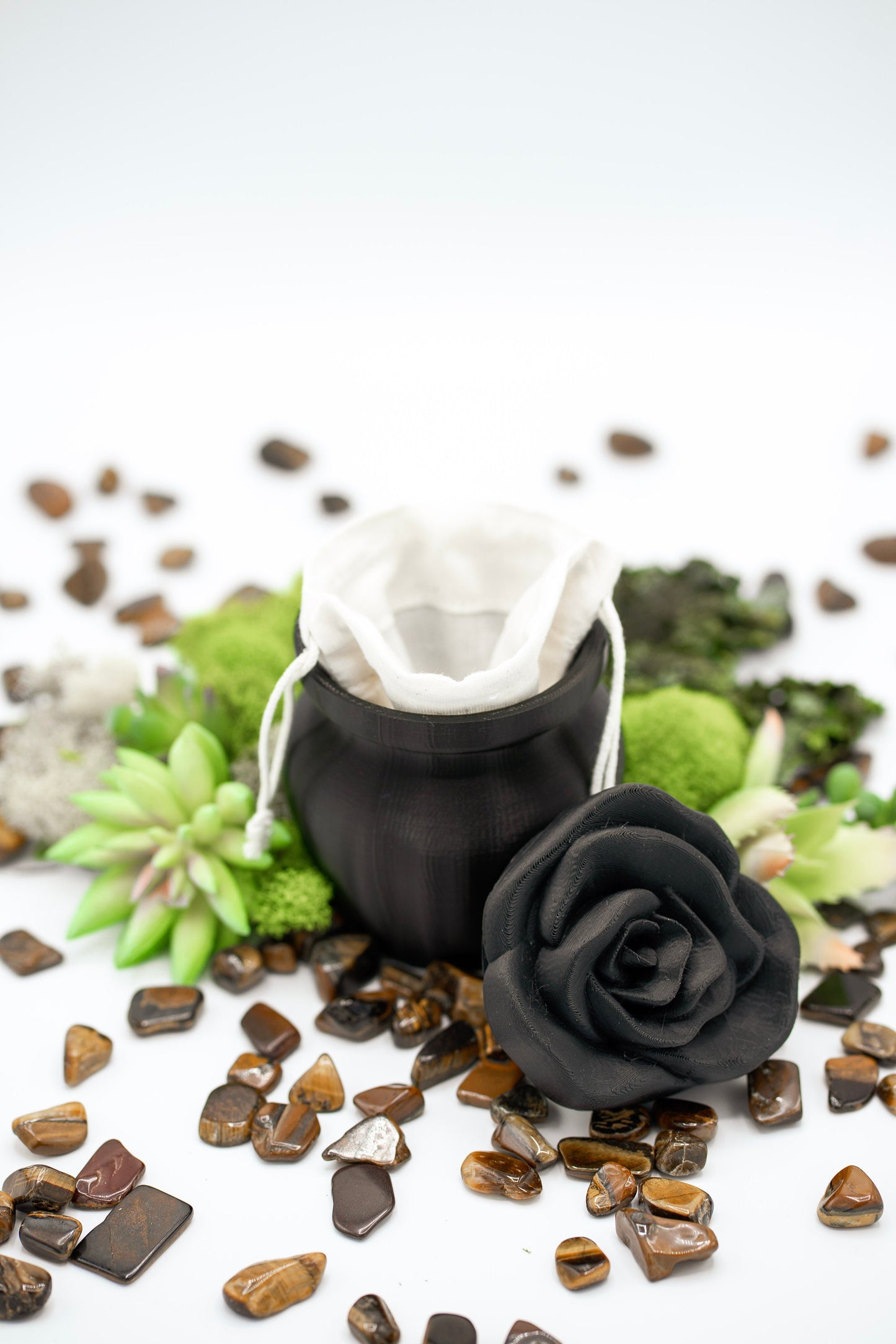 Black Biodegradable Urn with Rose Lid