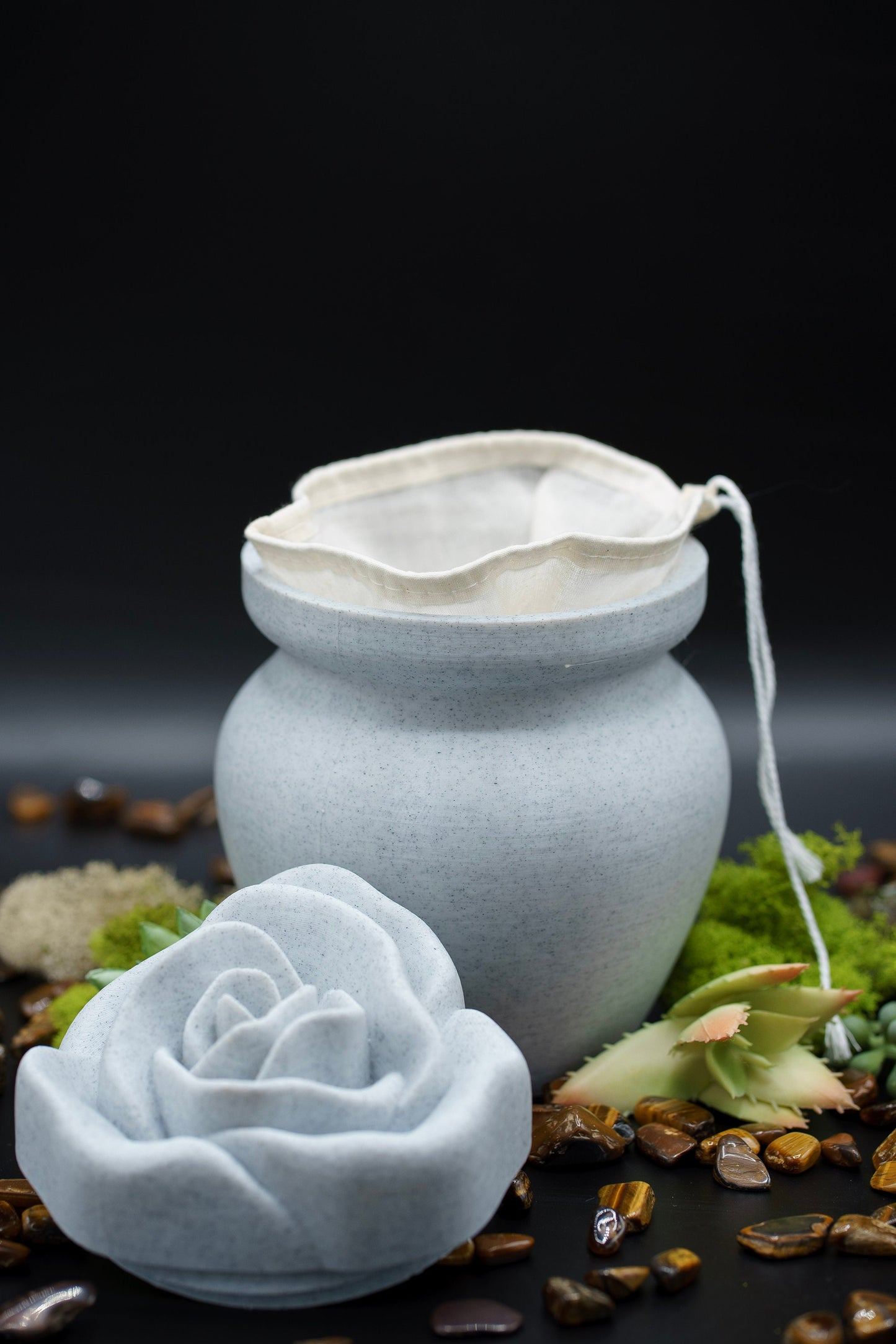 Marble Biodegradable Urn with Rose Lid