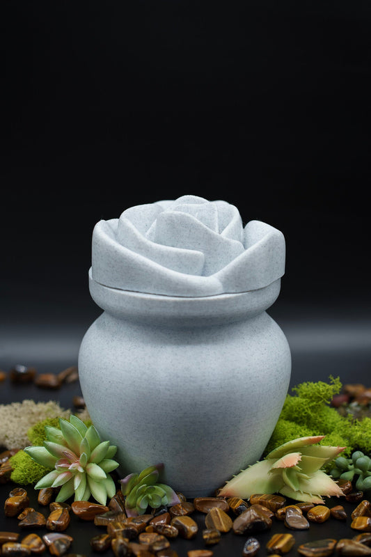 Marble Biodegradable Urn with Rose Lid