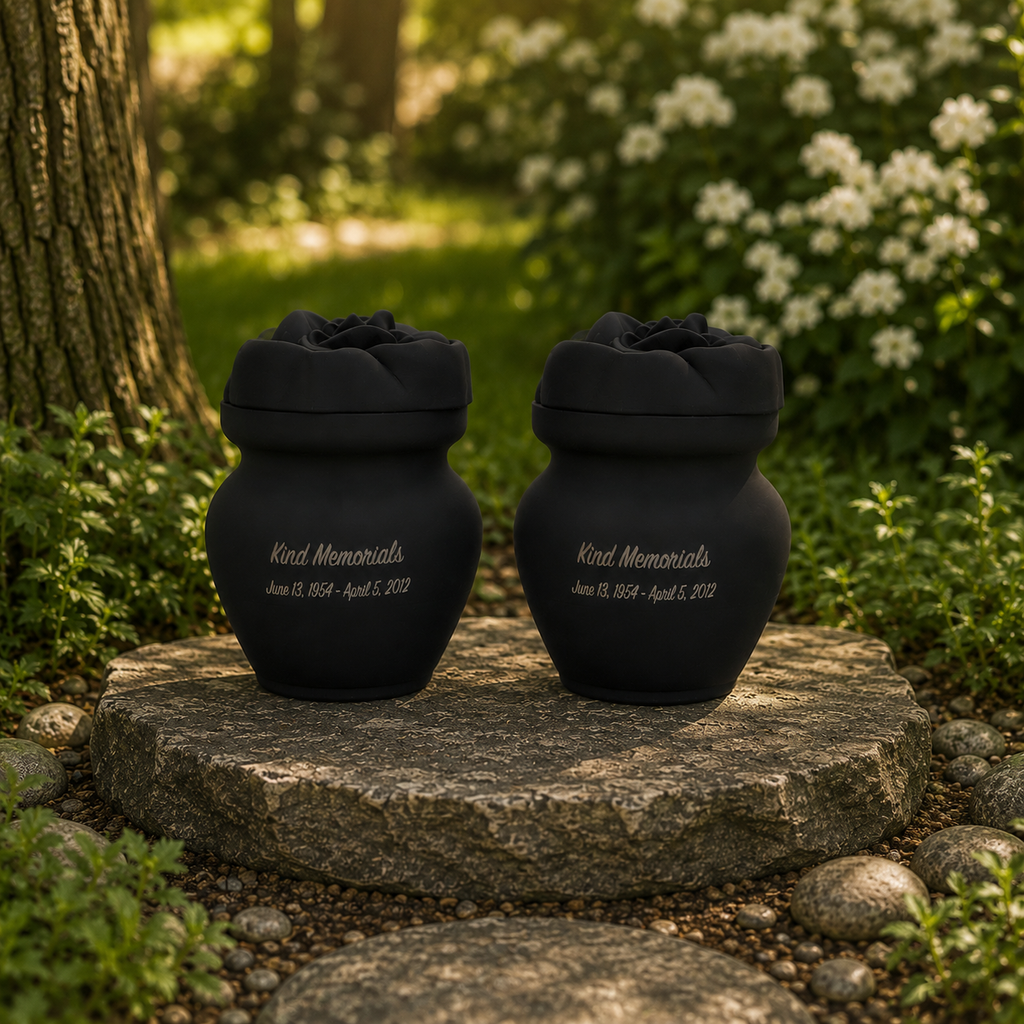 Black Bio Urn with Rose Lid