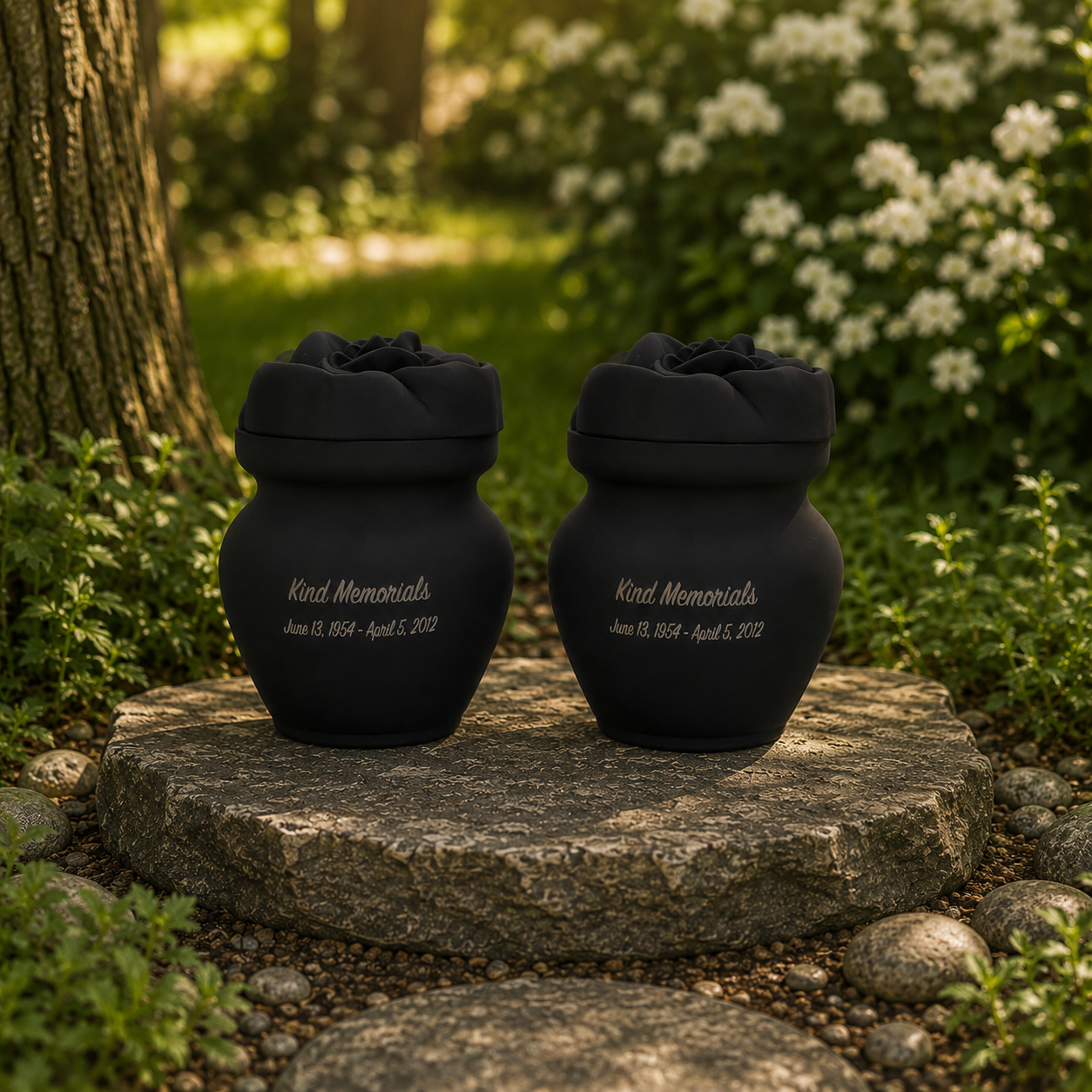 Black Bio Urn with Rose Lid