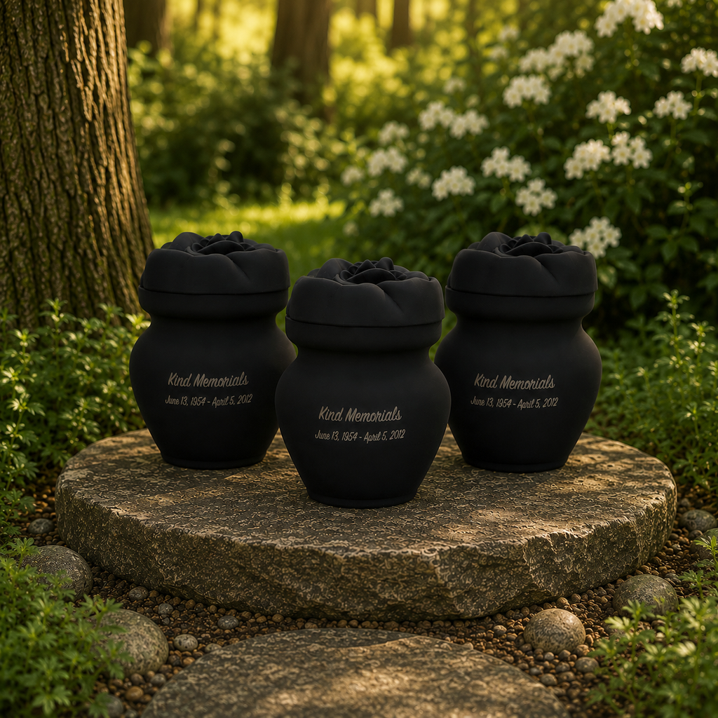 Black Bio Urn with Rose Lid