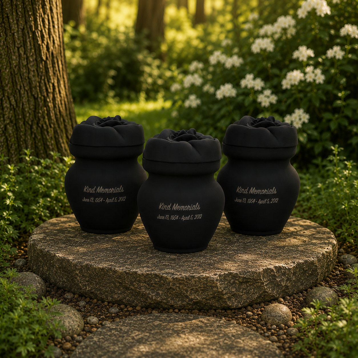 Black Bio Urn with Rose Lid