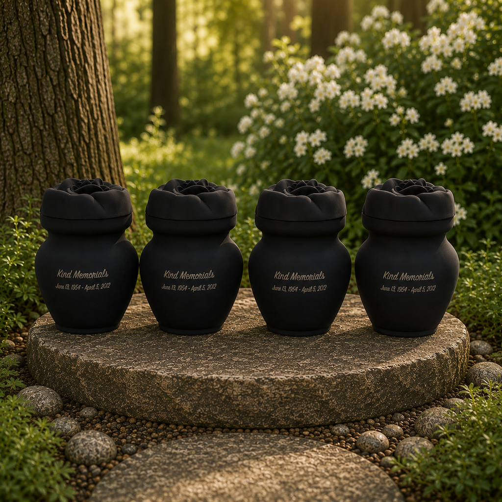 Black Bio Urn with Rose Lid