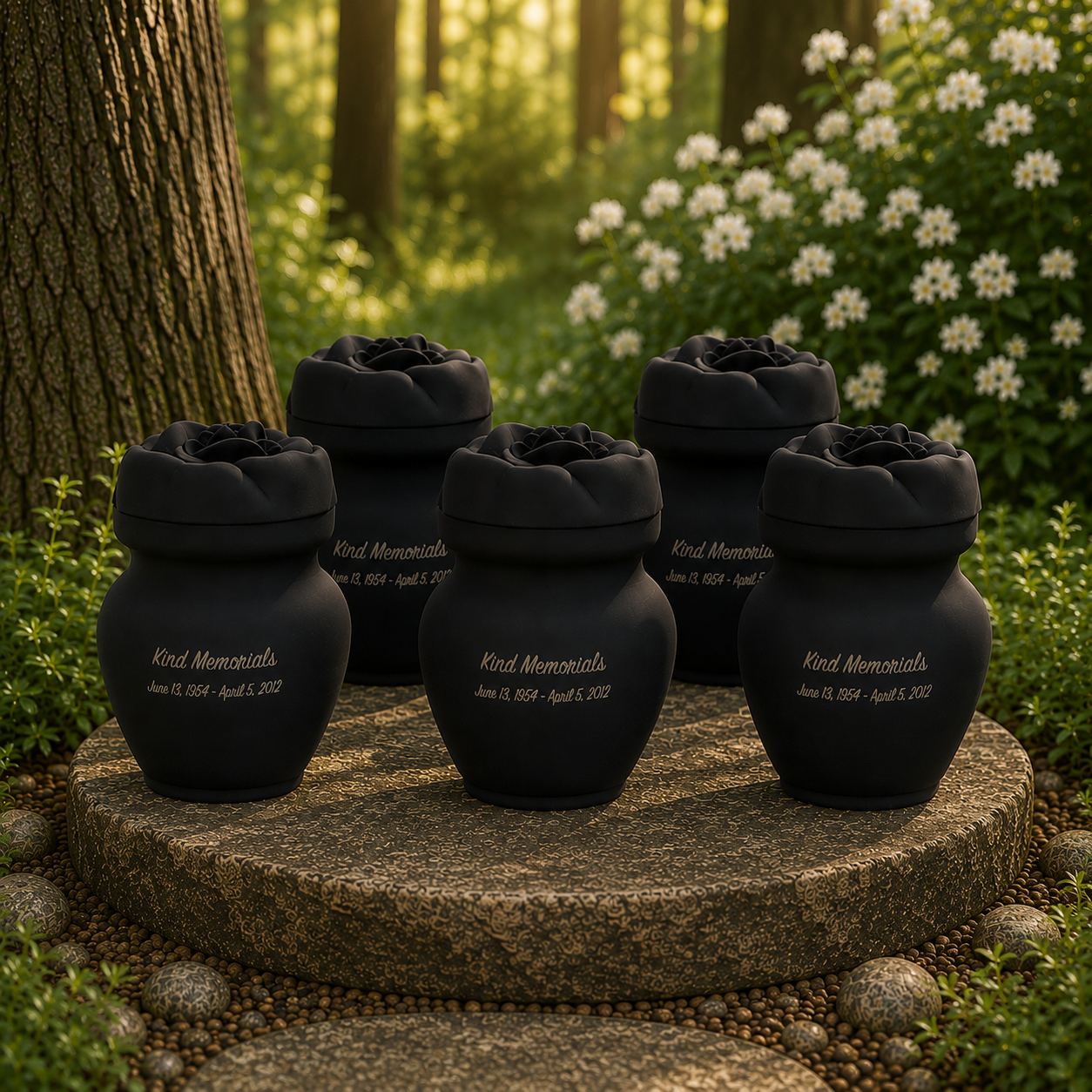 Black Bio Urn with Rose Lid