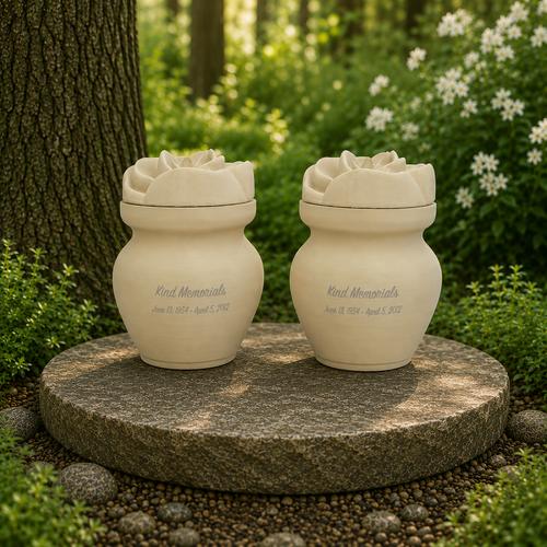 Cream Bio Urn with Rose Lid