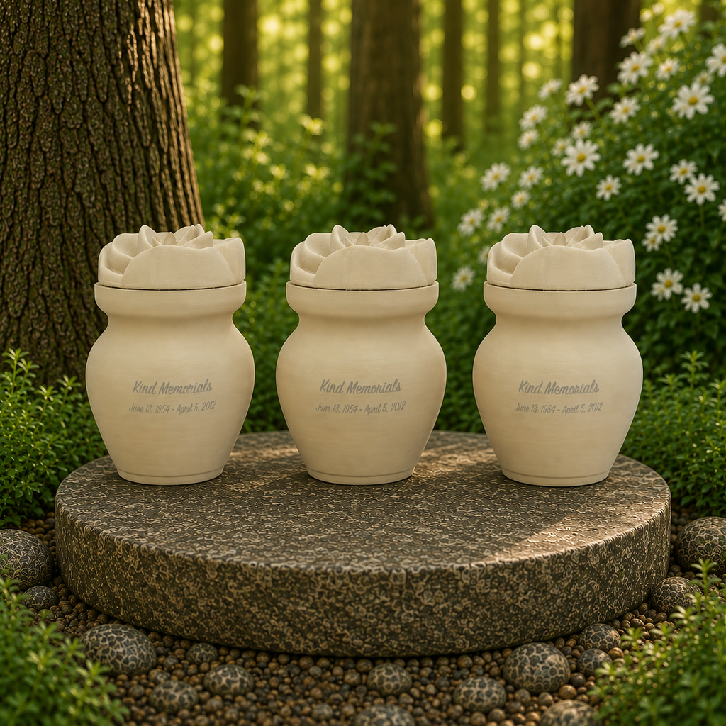 Cream Bio Urn with Rose Lid