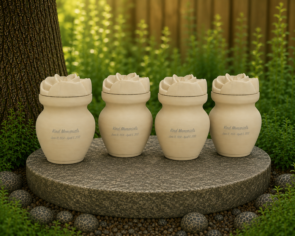 Cream Bio Urn with Rose Lid