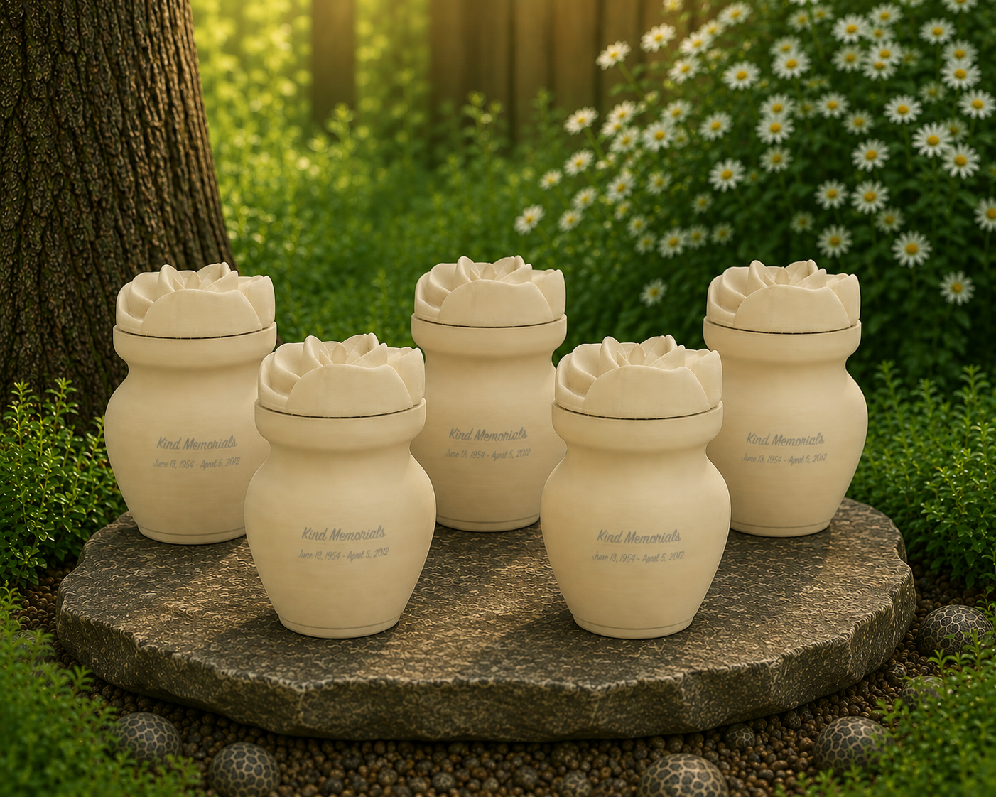 Cream Bio Urn with Rose Lid