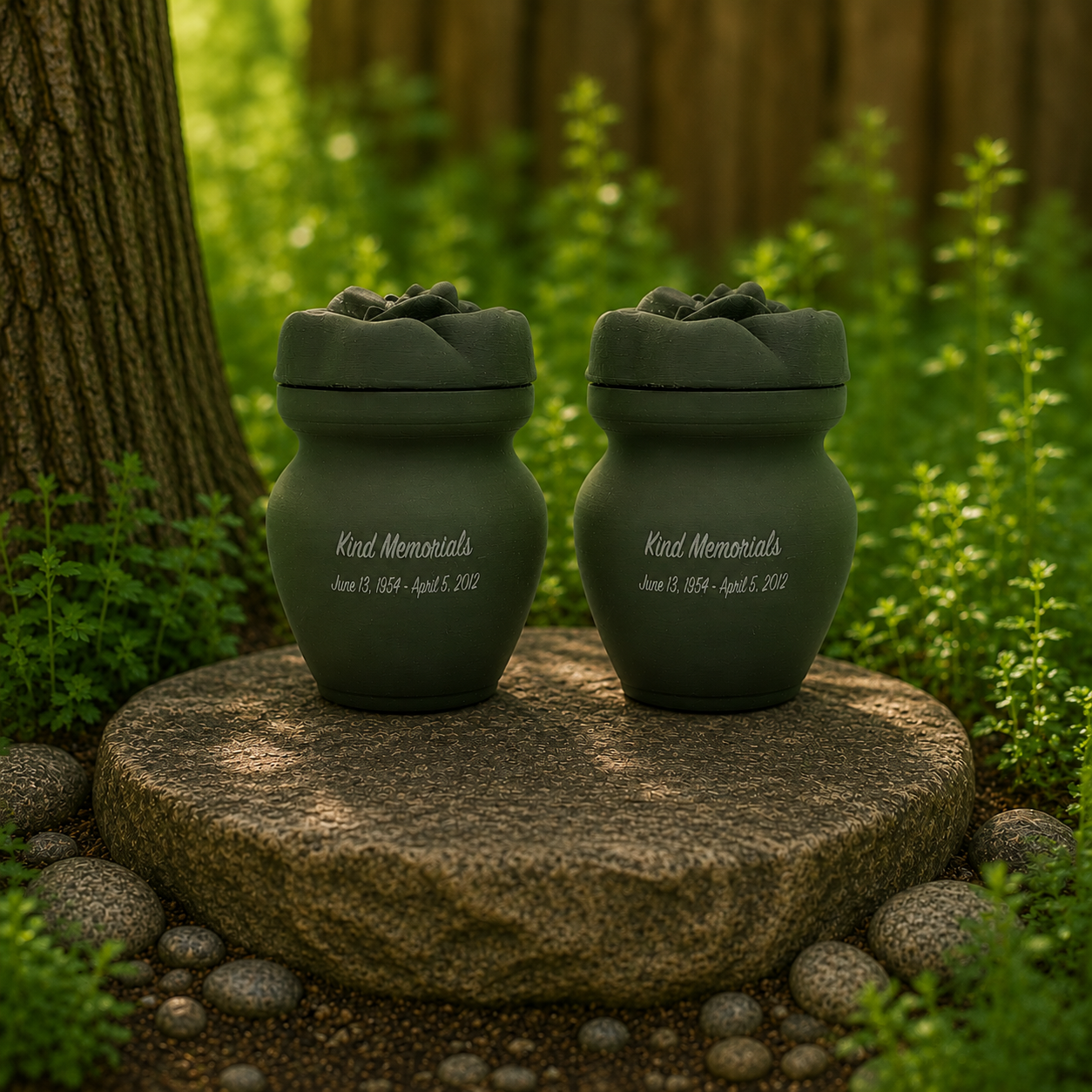 Forest Green Bio Urn with Rose Lid
