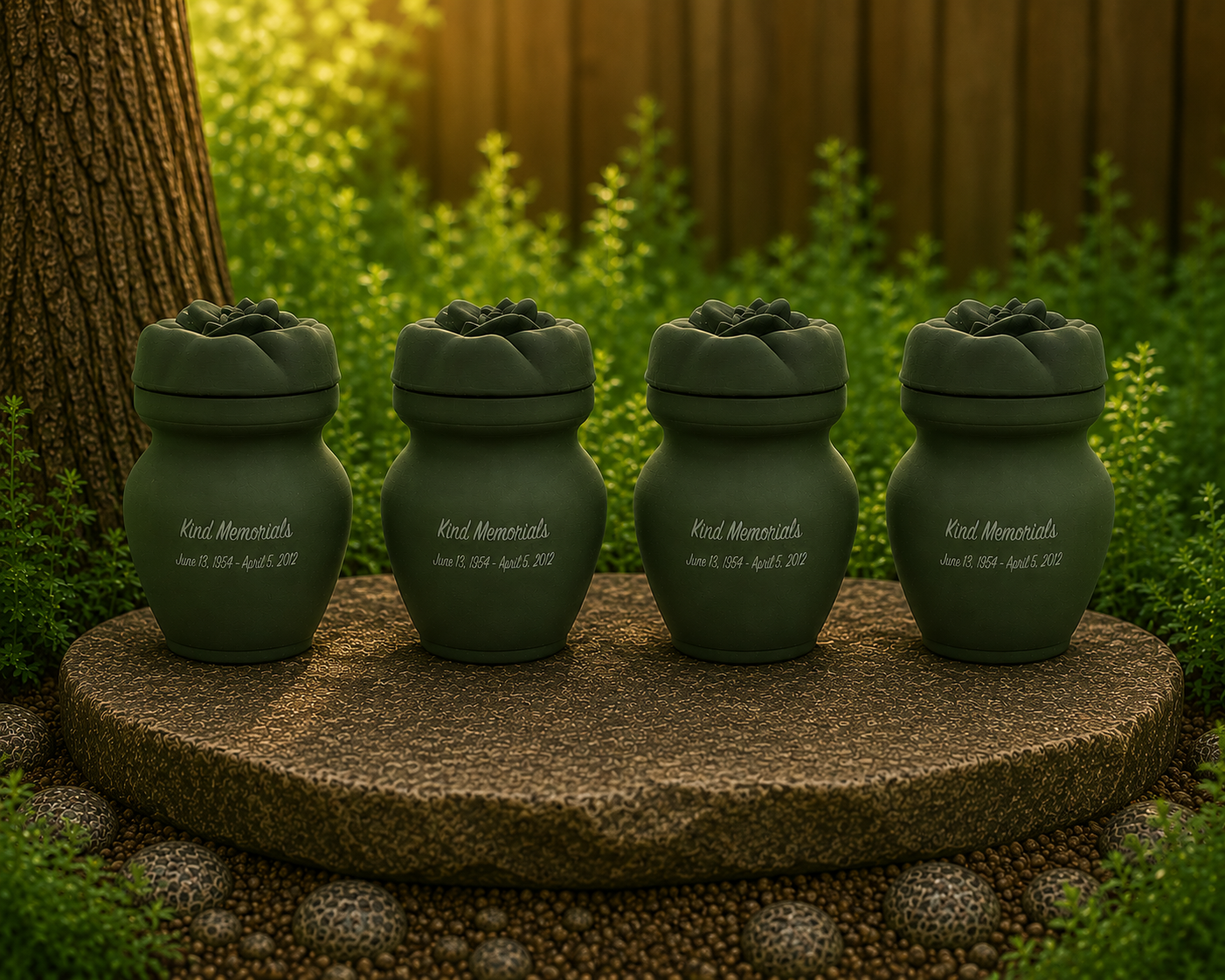 Forest Green Bio Urn with Rose Lid