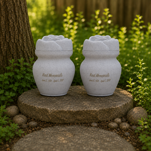 Marble Bio Urn with Rose Lid