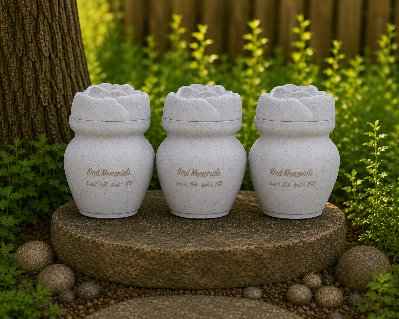 Marble Bio Urn with Rose Lid