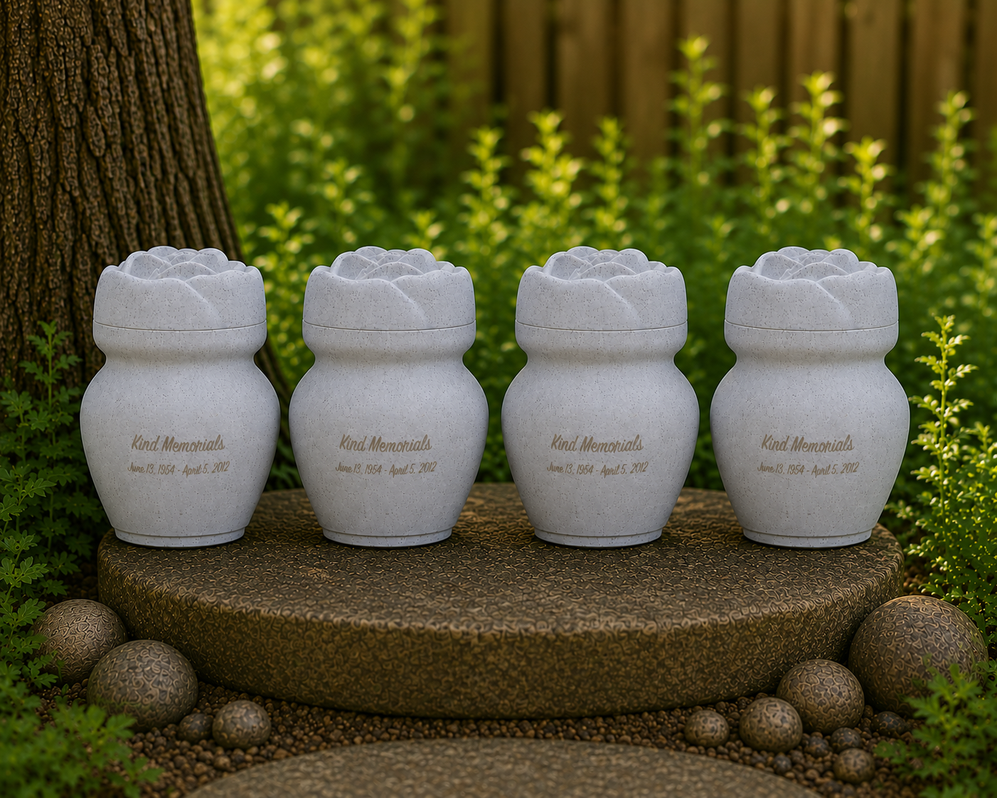 Marble Bio Urn with Rose Lid