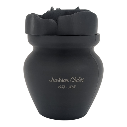 Black Biodegradable Urn with Rose Lid
