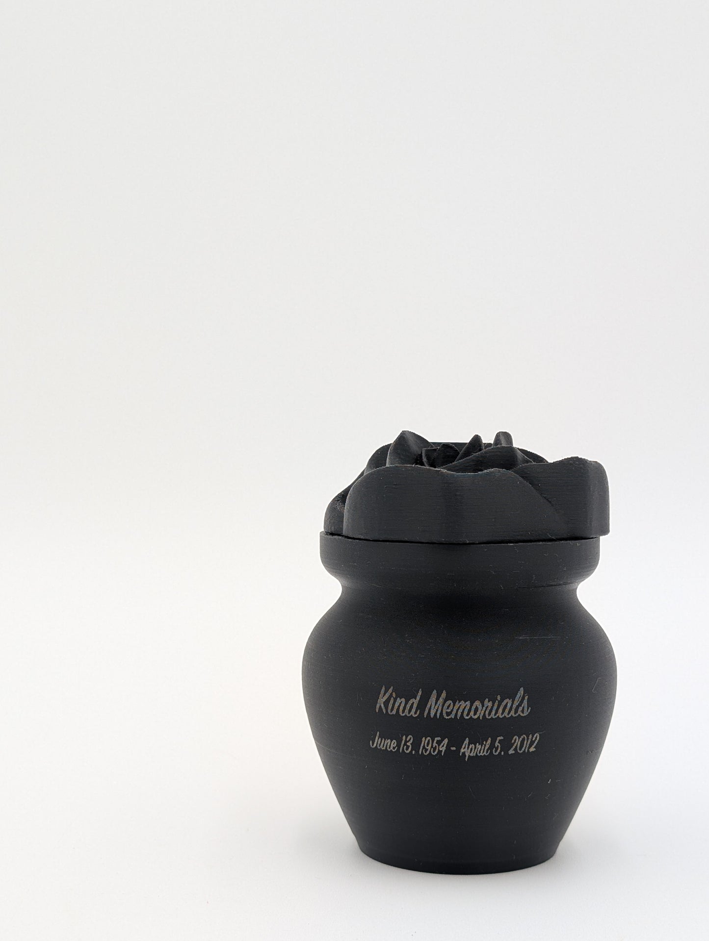 Black Bio Urn with Rose Lid