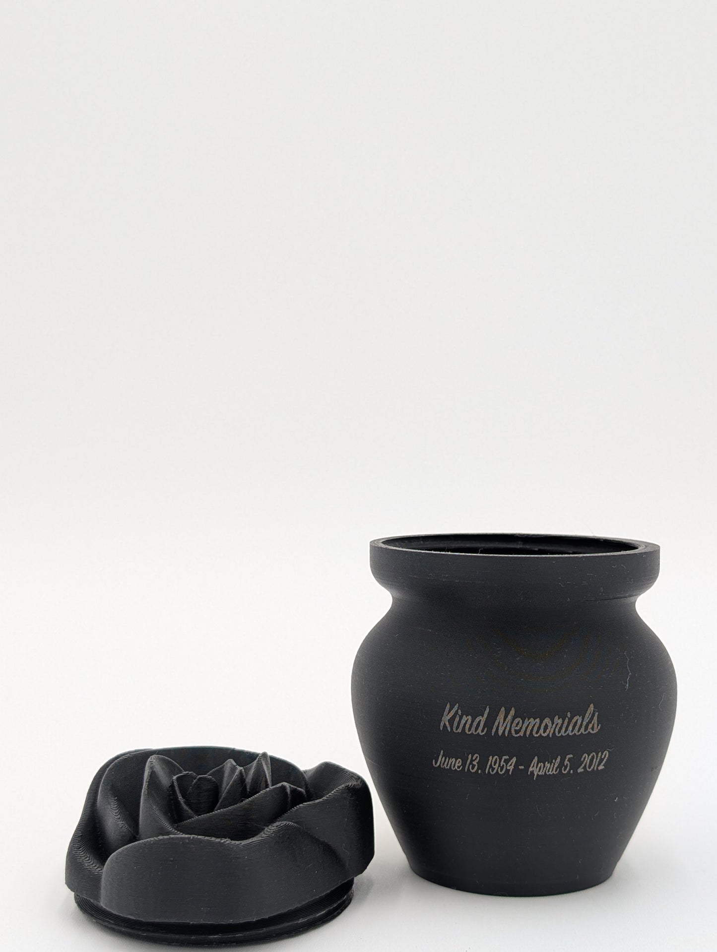 Black Bio Urn with Rose Lid