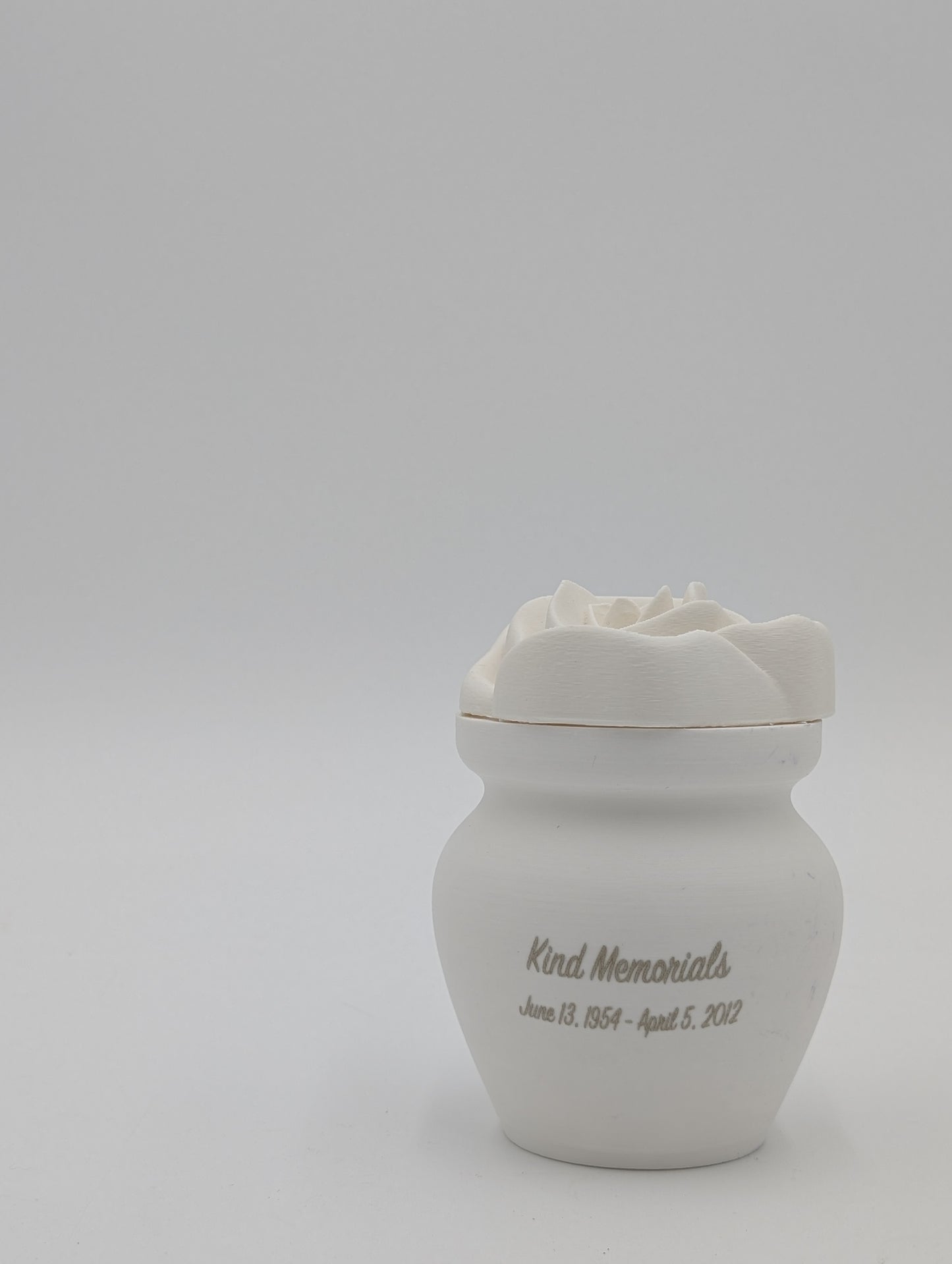 White Bio Urn with Rose Lid