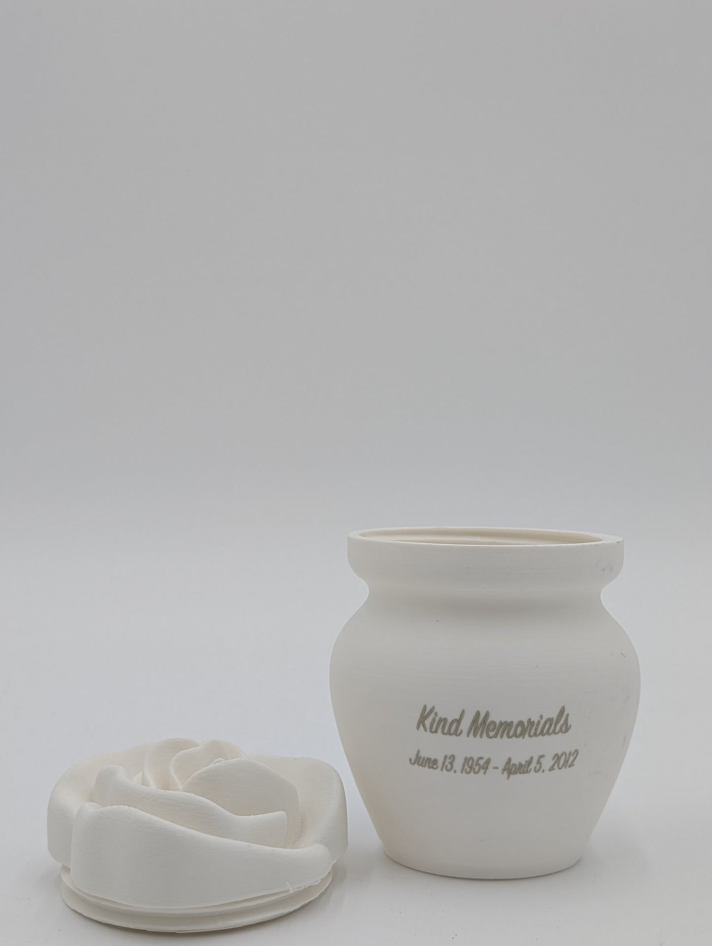 White Bio Urn with Rose Lid