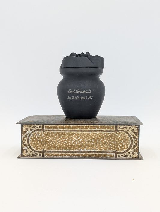 Black Bio Urn with Rose Lid