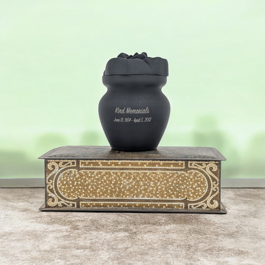 Black Bio Urn with Rose Lid