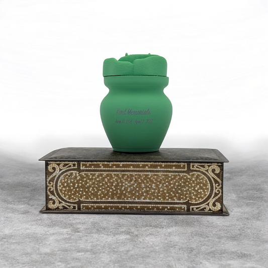 Green Bio Urn with Rose Lid