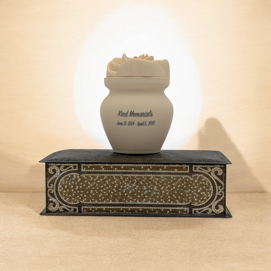 Cream Bio Urn with Rose Lid