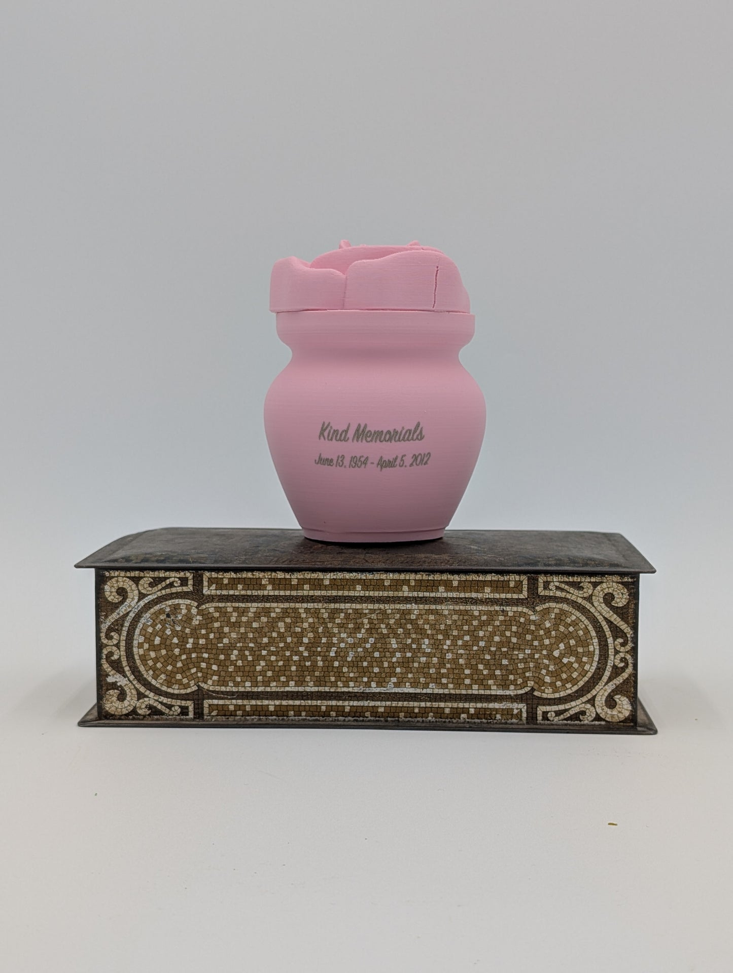 Blush Pink Bio Urn with Rose Lid