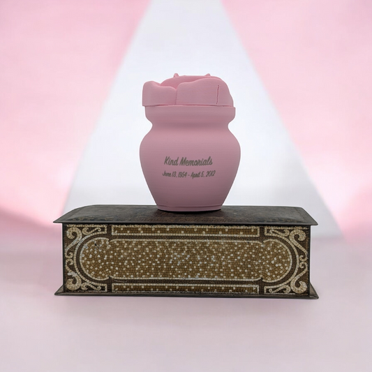 Blush Pink Bio Urn with Rose Lid
