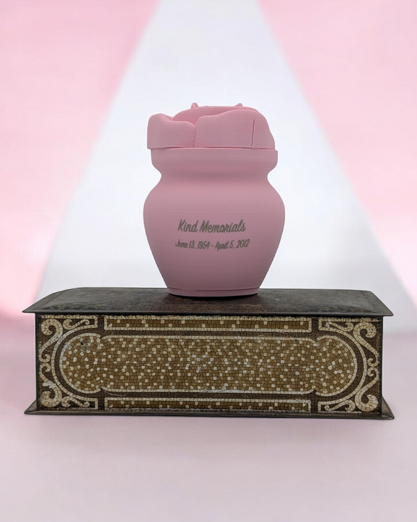 Blush Pink Bio Urn with Rose Lid