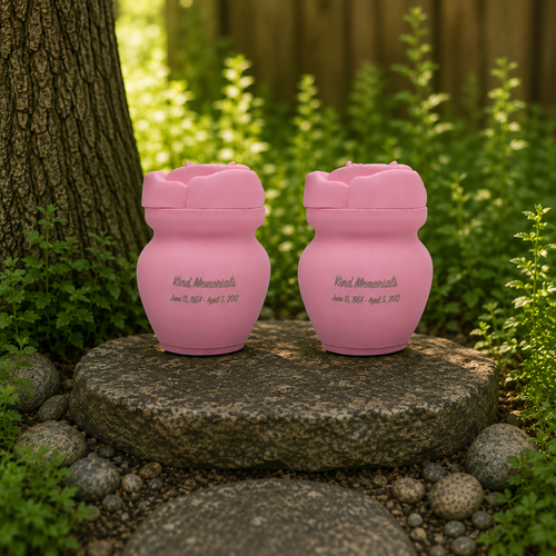 Blush Pink Bio Urn with Rose Lid