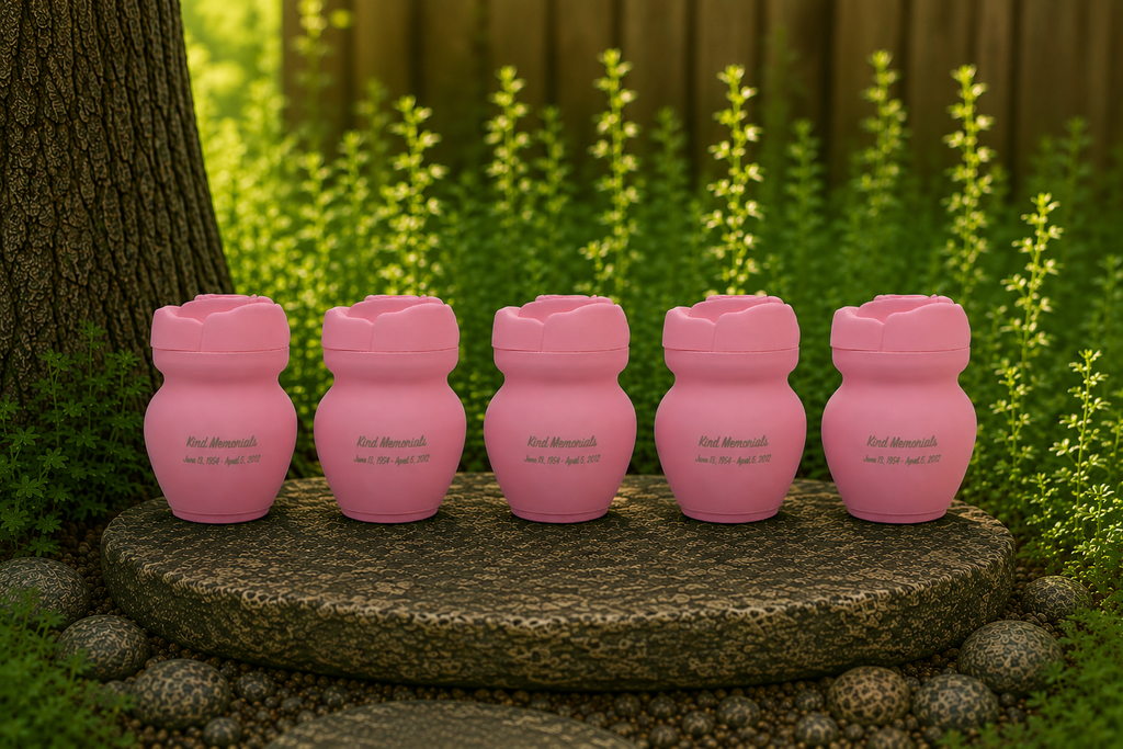 Blush Pink Bio Urn with Rose Lid