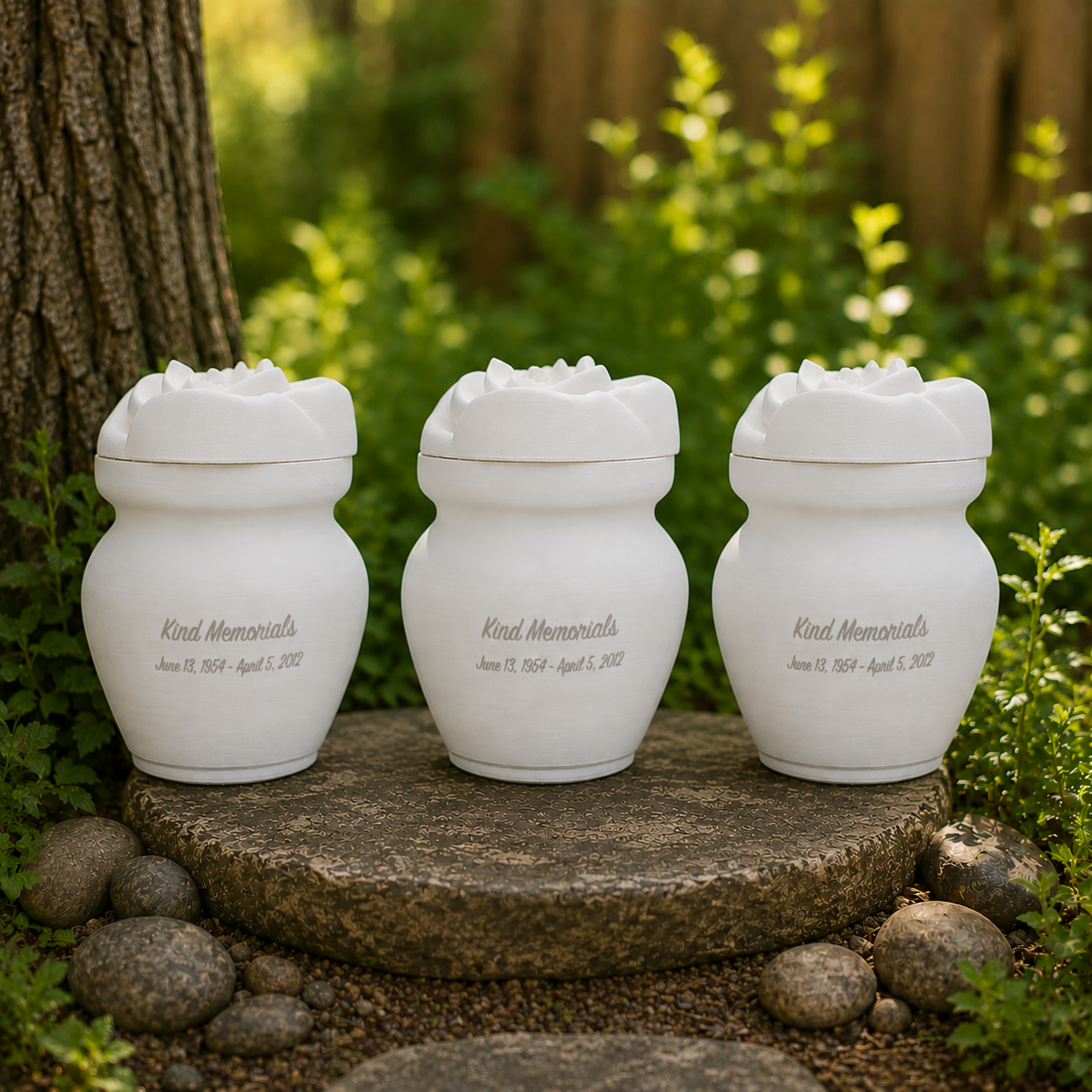 White Bio Urn with Rose Lid