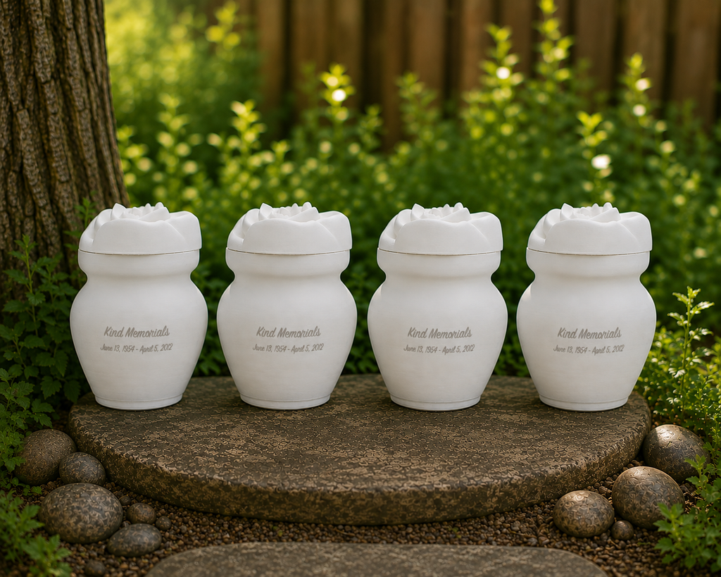 White Bio Urn with Rose Lid