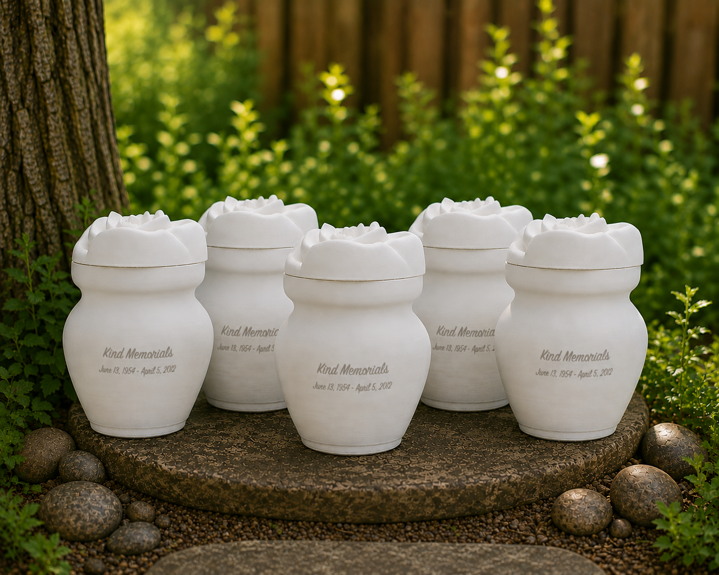 White Bio Urn with Rose Lid